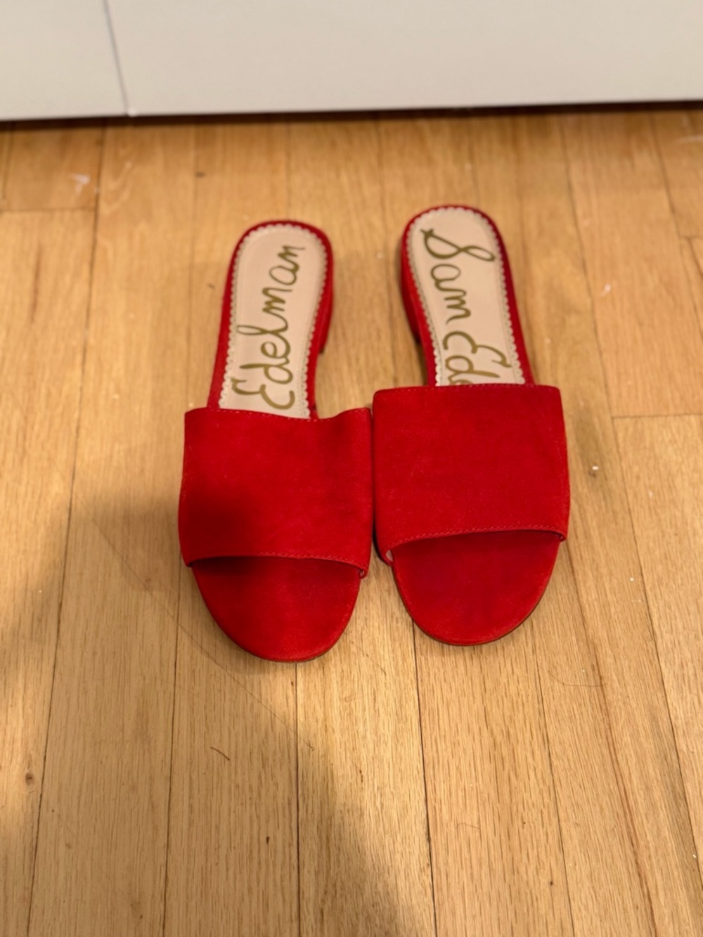 Sam Edelman Red Suede Slide Mules